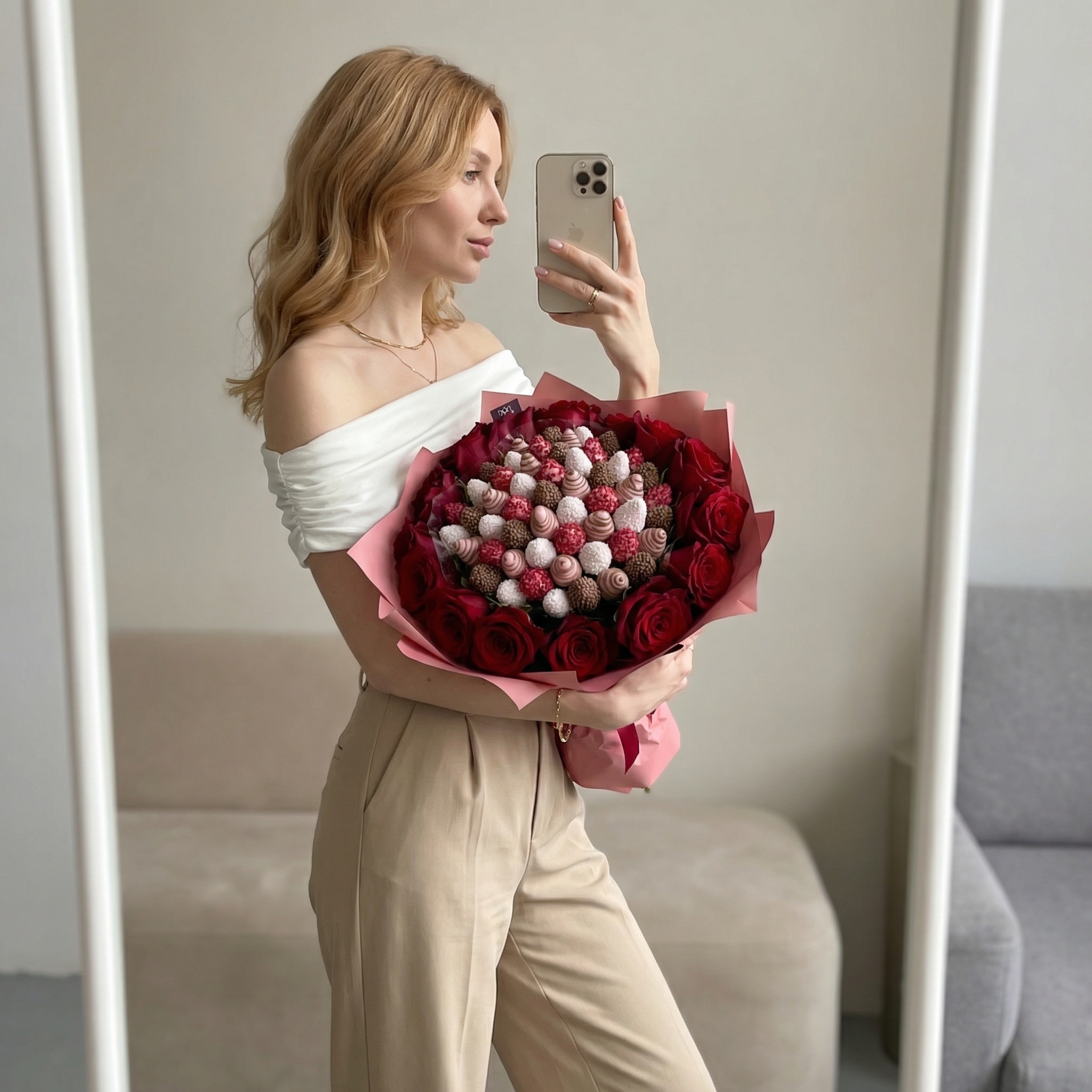 Букет Малиновый закат с розами