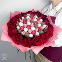 Букет Малиновый закат с розами